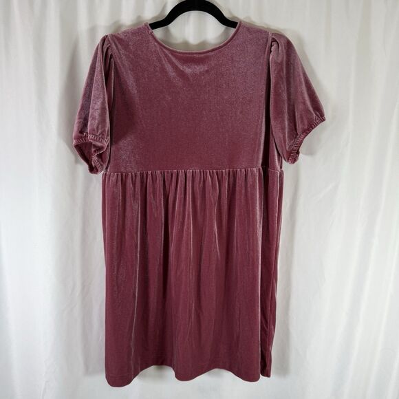 Old Navy Dress Girls XXL 18 Plus Velvet Pink Short Sleeve Round Neck Stretch - Picture 7 of 9
